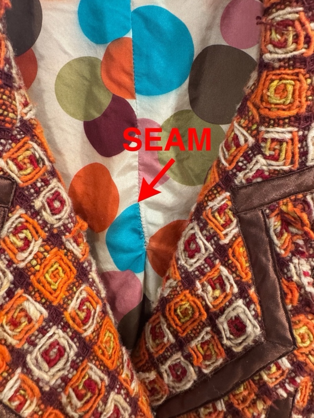 Embroidered Orange Tweed Trench Coat with Floral Detail - Picture 6 of 8